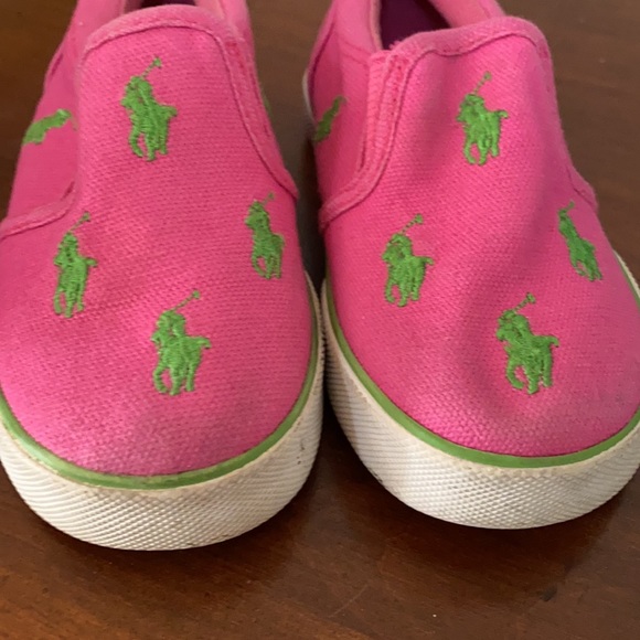 Baby girls Polo Ralph Lauren pony logo girls pink sneakers canvas shoe - Picture 10 of 14